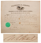 Ulysses S. Grant Document Signed as President, Appointing Ellen Keiser Sanderson to the Position of Postmaster -- During the Civil War Sandersons Husband Uncovered a Plot Against the Government
